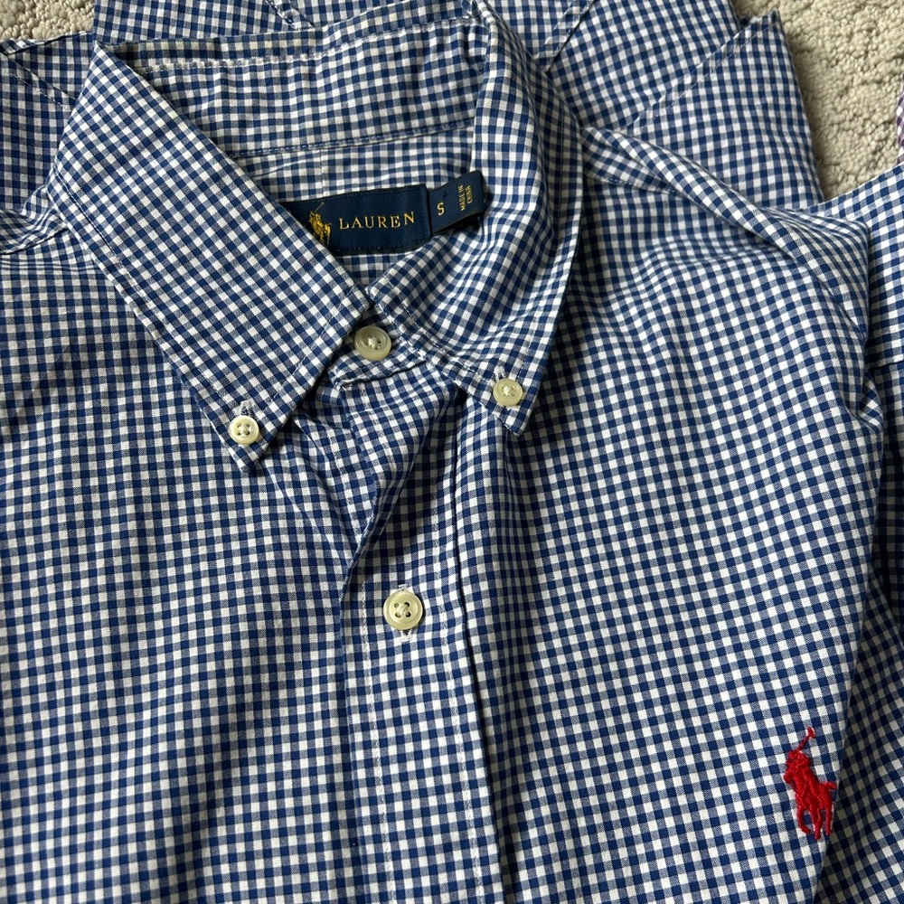 Ralph Lauren Gingham Button-Down Shirt Pair - Blue and Purple - Picture 3 of 4